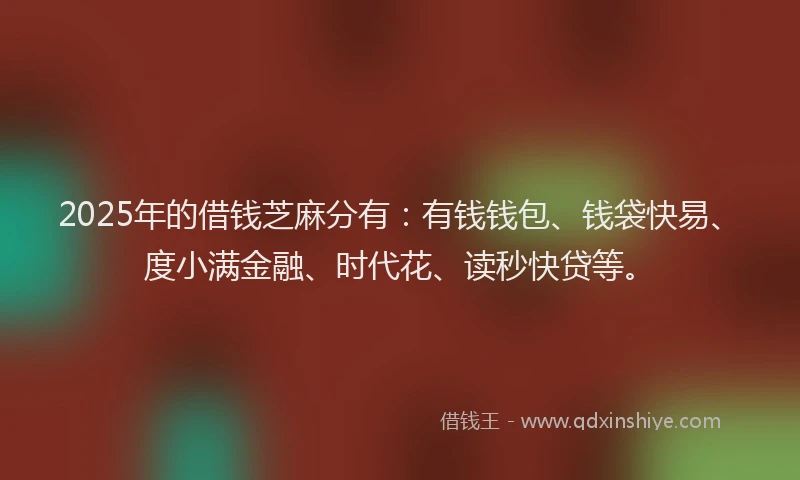 2025年的借钱芝麻分有：有钱钱包、钱袋快易、度小满金融、时代花、读秒快贷等。