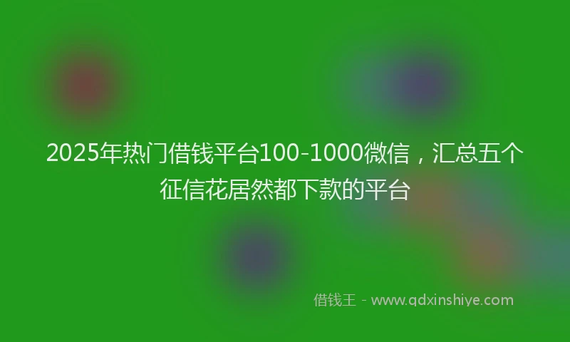 2025年热门借钱平台100-1000微信，汇总五个征信花居然都下款的平台