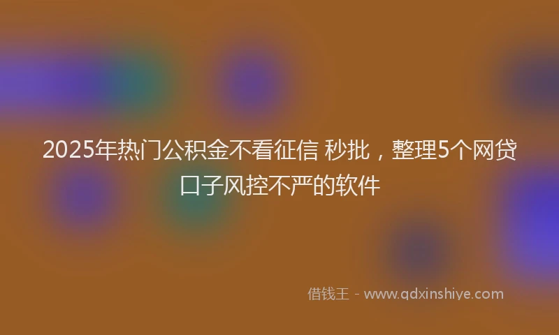 2025年热门公积金不看征信 秒批，整理5个网贷口子风控不严的软件