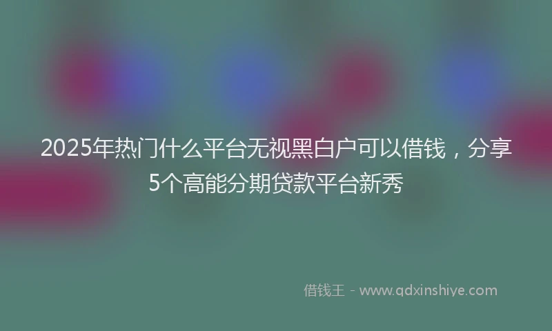 2025年热门什么平台无视黑白户可以借钱，分享5个高能分期贷款平台新秀