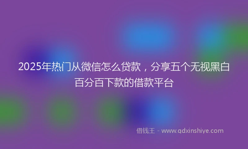 2025年热门从微信怎么贷款，分享五个无视黑白百分百下款的借款平台