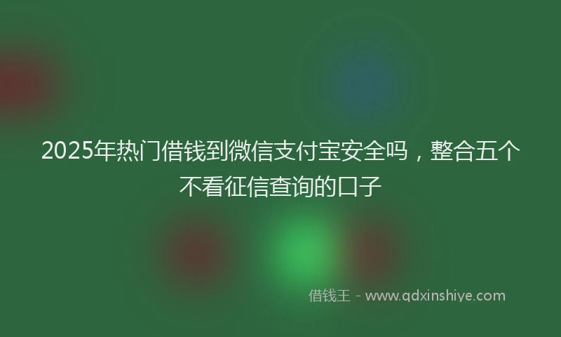 2025年热门借钱到微信支付宝安全吗，整合五个不看征信查询的口子