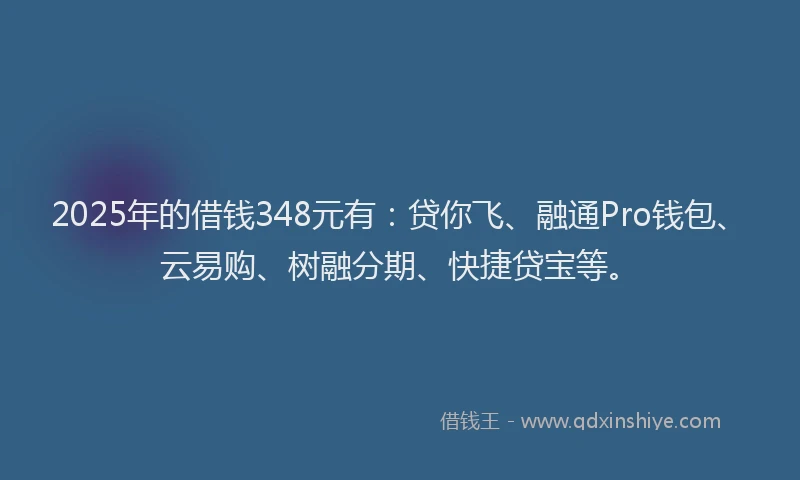 2025年的借钱348元有：贷你飞、融通Pro钱包、云易购、树融分期、快捷贷宝等。