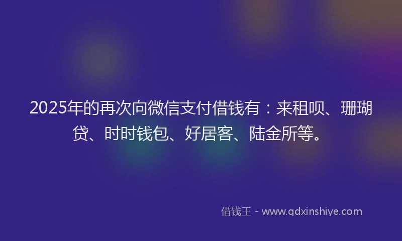 2025年的再次向微信支付借钱有：来租呗、珊瑚贷、时时钱包、好居客、陆金所等。