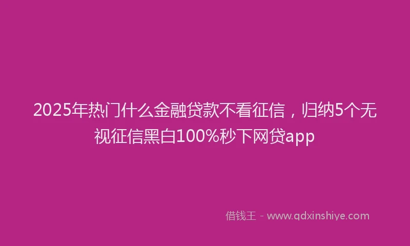 2025年热门什么金融贷款不看征信，归纳5个无视征信黑白100%秒下网贷app