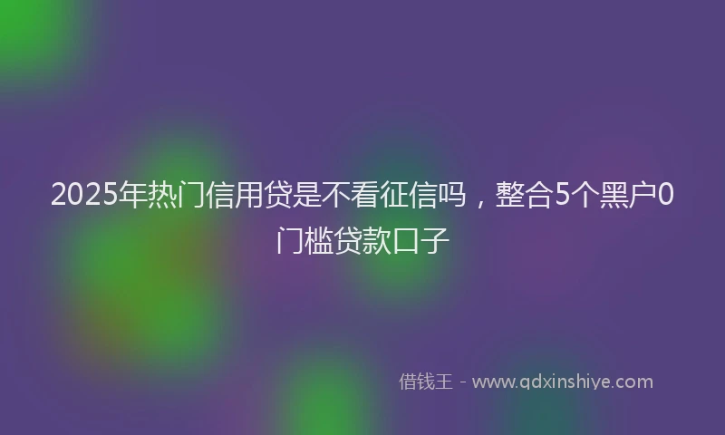2025年热门信用贷是不看征信吗，整合5个黑户0门槛贷款口子