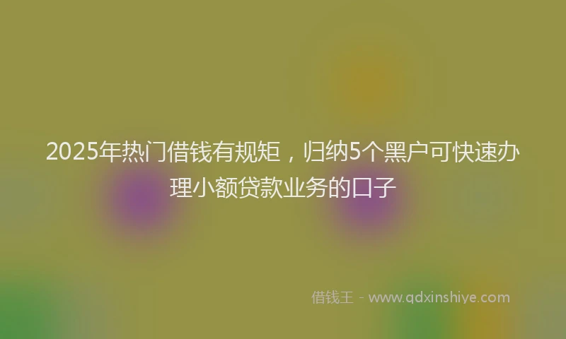 2025年热门借钱有规矩，归纳5个黑户可快速办理小额贷款业务的口子