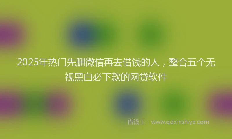 2025年热门先删微信再去借钱的人，整合五个无视黑白必下款的网贷软件