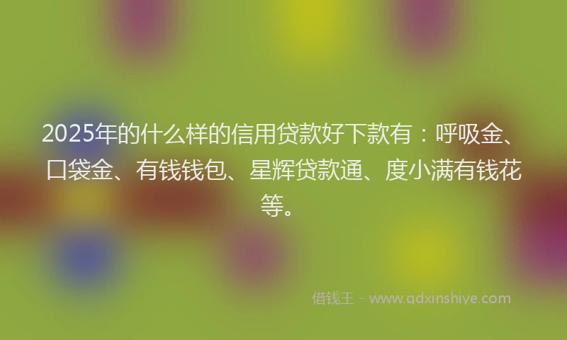 2025年的什么样的信用贷款好下款有：呼吸金、口袋金、有钱钱包、星辉贷款通、度小满有钱花等。