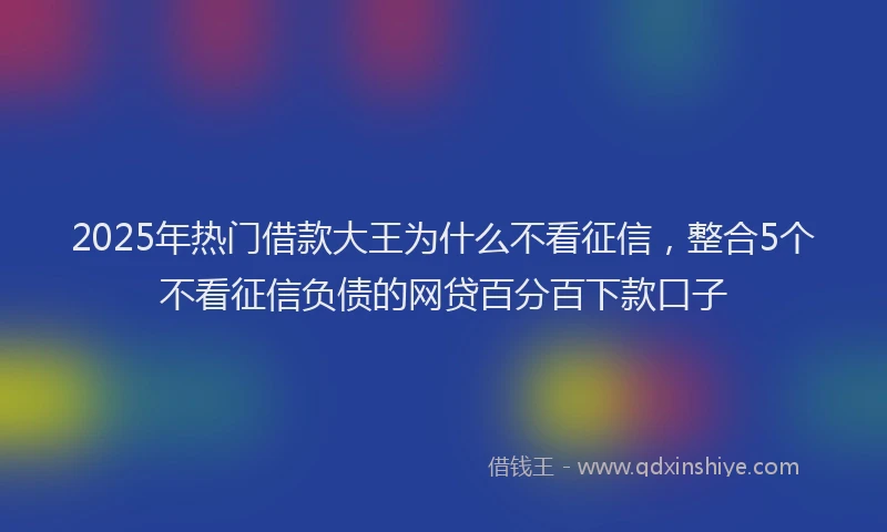 2025年热门借款大王为什么不看征信，整合5个不看征信负债的网贷百分百下款口子