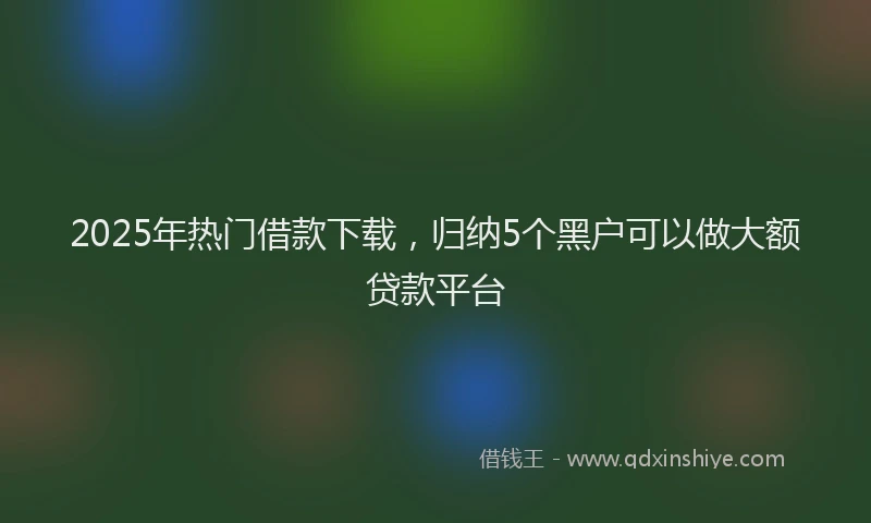 2025年热门借款下载，归纳5个黑户可以做大额贷款平台