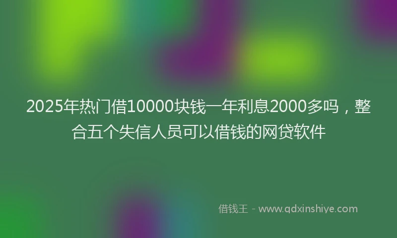 2025年热门借10000块钱一年利息2000多吗，整合五个失信人员可以借钱的网贷软件