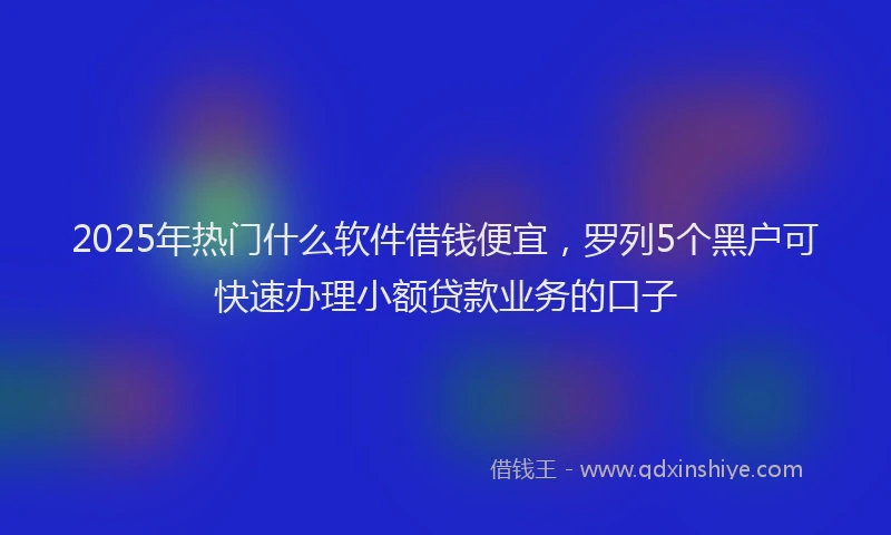 2025年热门什么软件借钱便宜，罗列5个黑户可快速办理小额贷款业务的口子