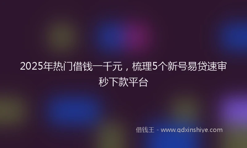 2025年热门借钱一千元，梳理5个新号易贷速审秒下款平台