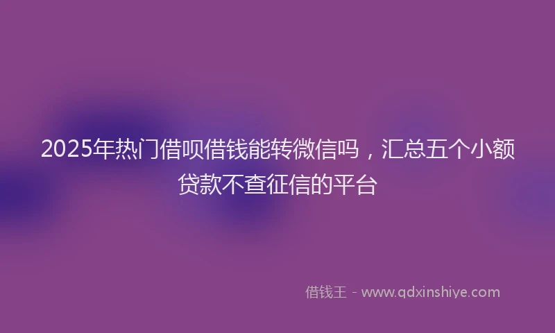 2025年热门借呗借钱能转微信吗，汇总五个小额贷款不查征信的平台