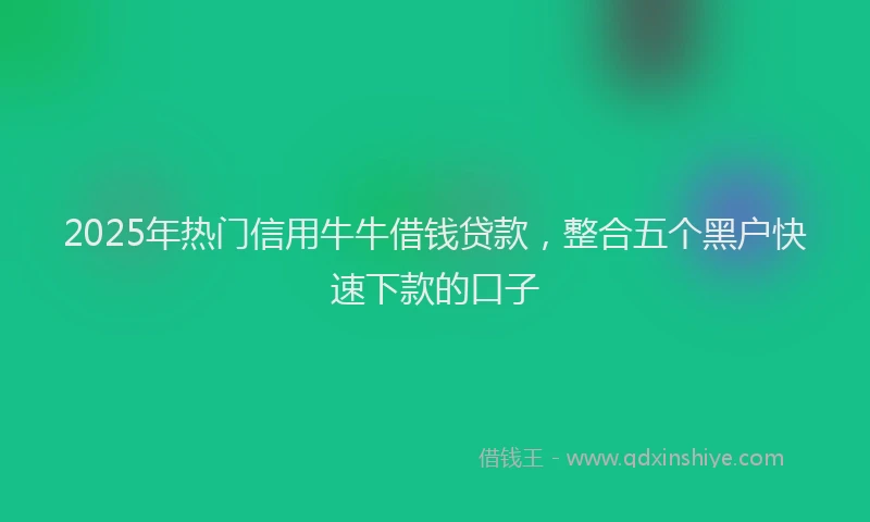 2025年热门信用牛牛借钱贷款，整合五个黑户快速下款的口子