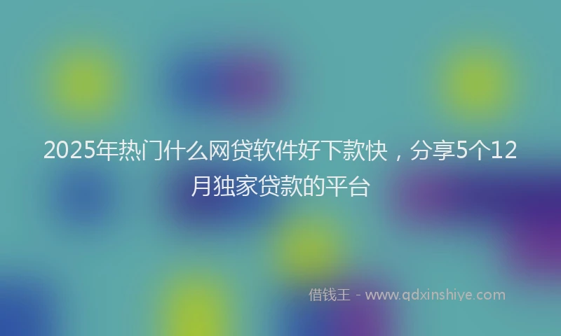 2025年热门什么网贷软件好下款快，分享5个12月独家贷款的平台