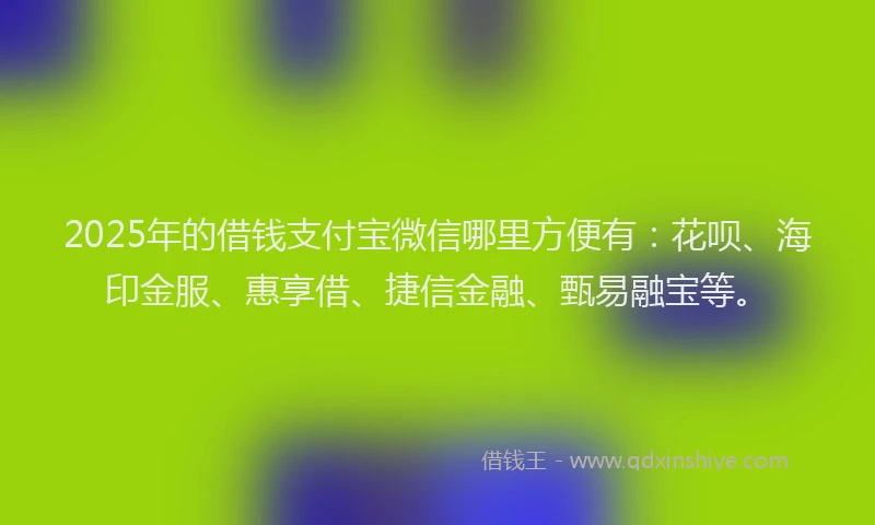 2025年的借钱支付宝微信哪里方便有：花呗、海印金服、惠享借、捷信金融、甄易融宝等。
