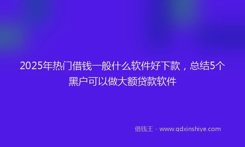2025年热门借钱一般什么软件好下款，总结5个黑户可以做大额贷款软件