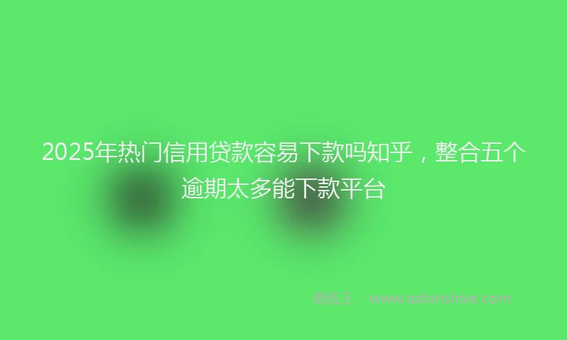 2025年热门信用贷款容易下款吗知乎，整合五个逾期太多能下款平台