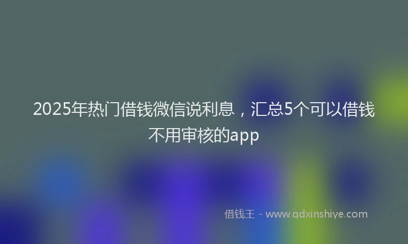 2025年热门借钱微信说利息，汇总5个可以借钱不用审核的app