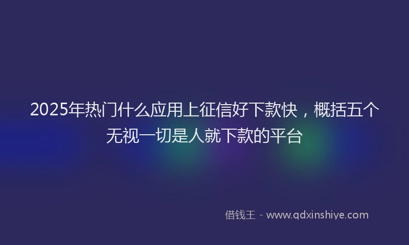 2025年热门什么应用上征信好下款快，概括五个无视一切是人就下款的平台