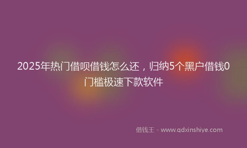 2025年热门借呗借钱怎么还，归纳5个黑户借钱0门槛极速下款软件