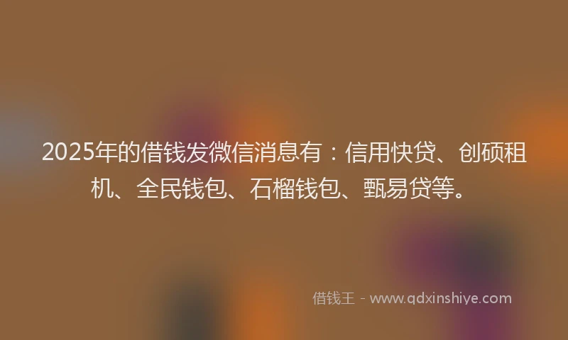 2025年的借钱发微信消息有：信用快贷、创硕租机、全民钱包、石榴钱包、甄易贷等。