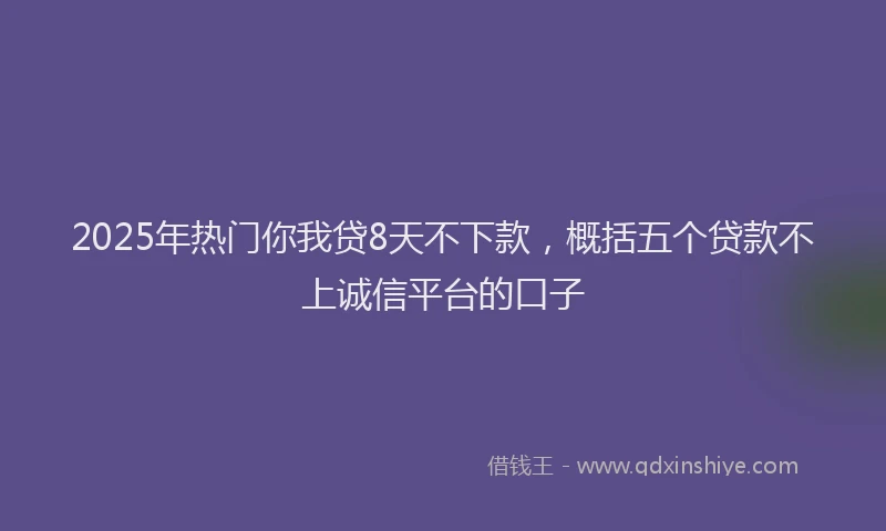 2025年热门你我贷8天不下款，概括五个贷款不上诚信平台的口子
