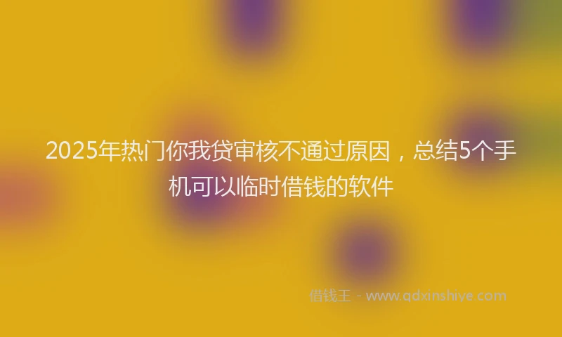 2025年热门你我贷审核不通过原因，总结5个手机可以临时借钱的软件