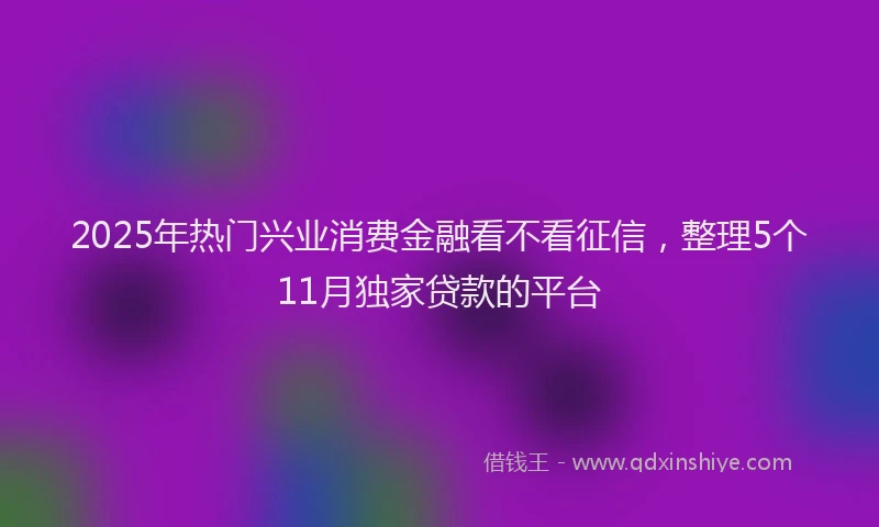 2025年热门兴业消费金融看不看征信，整理5个11月独家贷款的平台