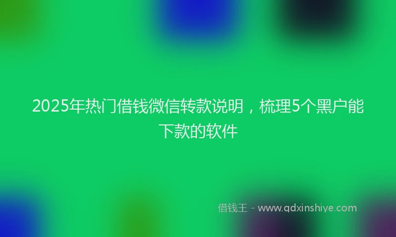 2025年热门借钱微信转款说明，梳理5个黑户能下款的软件