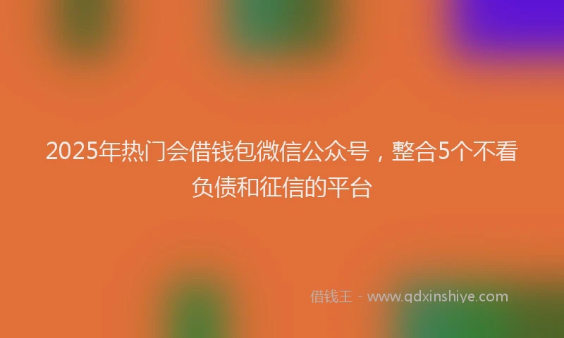 2025年热门会借钱包微信公众号，整合5个不看负债和征信的平台