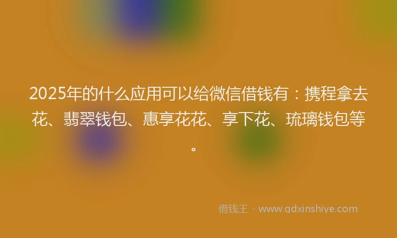 2025年的什么应用可以给微信借钱有：携程拿去花、翡翠钱包、惠享花花、享下花、琉璃钱包等。