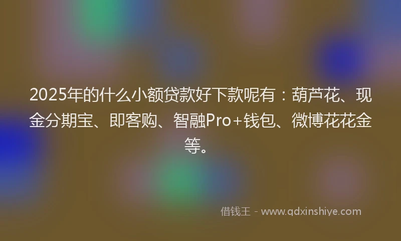 2025年的什么小额贷款好下款呢有：葫芦花、现金分期宝、即客购、智融Pro+钱包、微博花花金等。