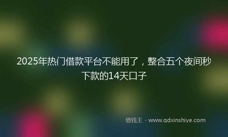 2025年热门借款平台不能用了，整合五个夜间秒下款的14天口子