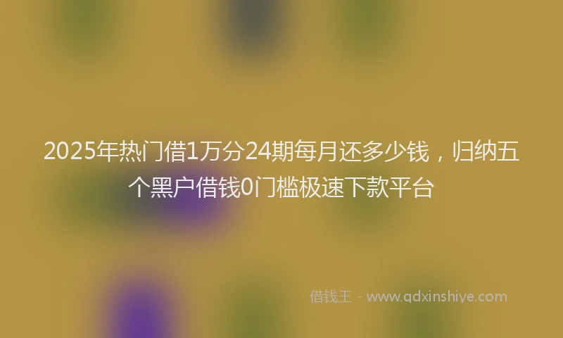 2025年热门借1万分24期每月还多少钱，归纳五个黑户借钱0门槛极速下款平台