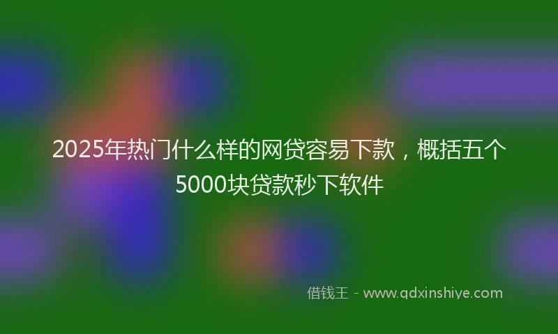 2025年热门什么样的网贷容易下款，概括五个5000块贷款秒下软件