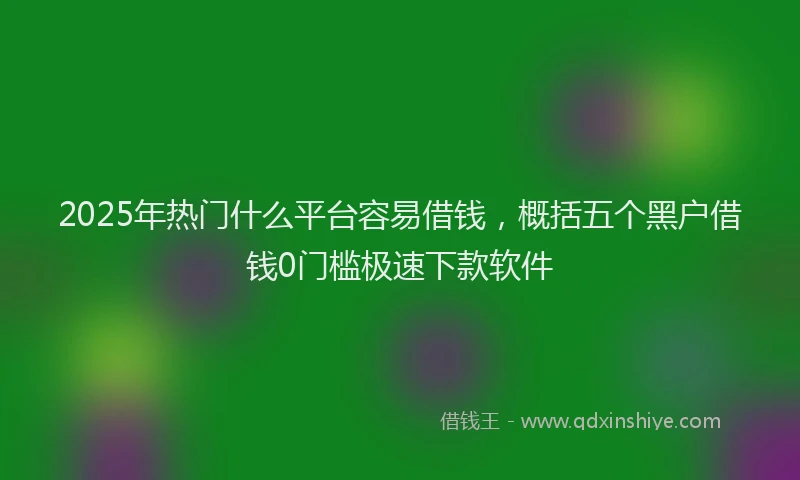 2025年热门什么平台容易借钱，概括五个黑户借钱0门槛极速下款软件