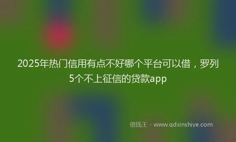 2025年热门信用有点不好哪个平台可以借，罗列5个不上征信的贷款app