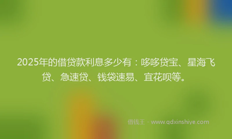 2025年的借贷款利息多少有：哆哆贷宝、星海飞贷、急速贷、钱袋速易、宜花呗等。