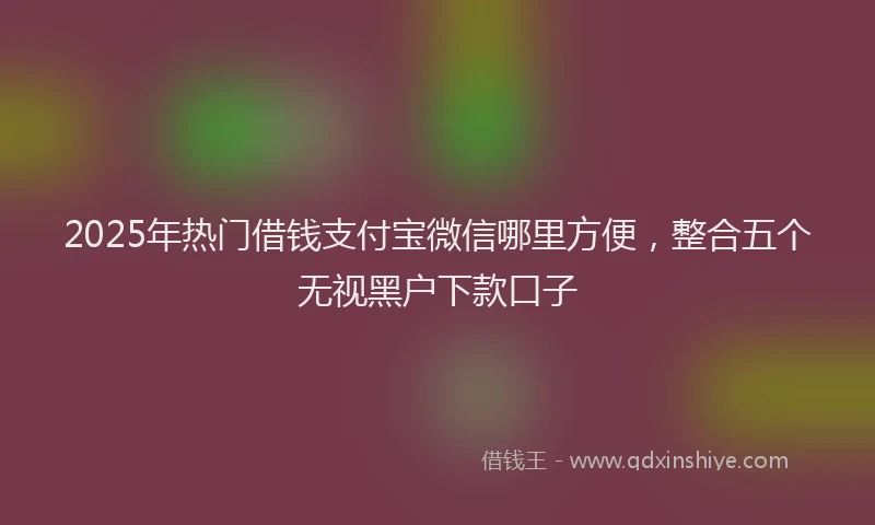 2025年热门借钱支付宝微信哪里方便，整合五个无视黑户下款口子