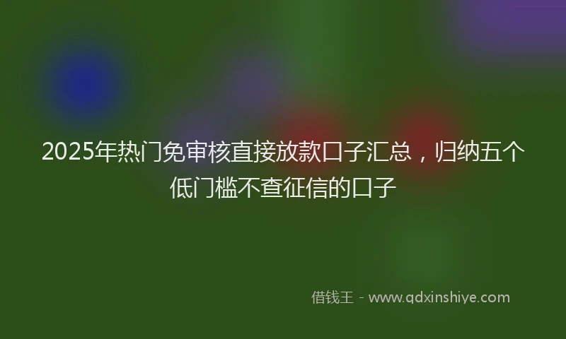 2025年热门免审核直接放款口子汇总，归纳五个低门槛不查征信的口子