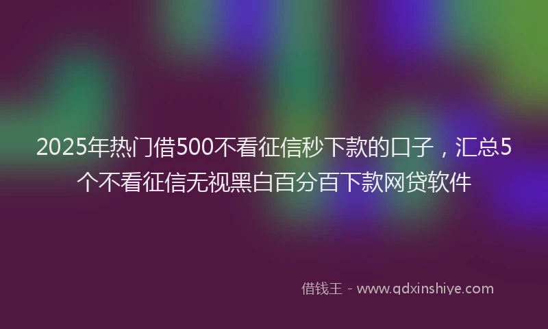 2025年热门借500不看征信秒下款的口子，汇总5个不看征信无视黑白百分百下款网贷软件
