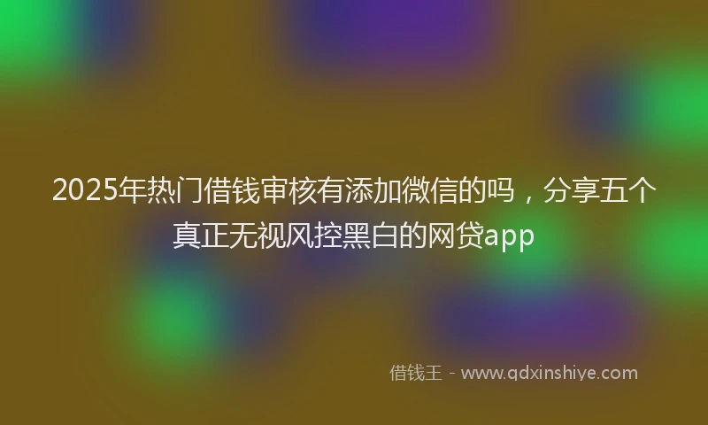 2025年热门借钱审核有添加微信的吗，分享五个真正无视风控黑白的网贷app