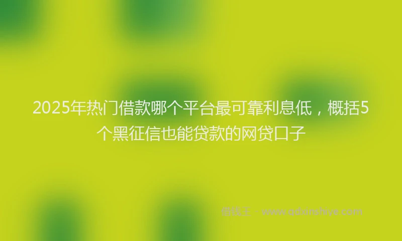 2025年热门借款哪个平台最可靠利息低，概括5个黑征信也能贷款的网贷口子