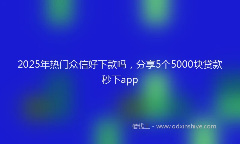 2025年热门众信好下款吗，分享5个5000块贷款秒下app