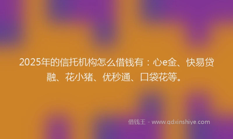 2025年的信托机构怎么借钱有：心e金、快易贷融、花小猪、优秒通、口袋花等。