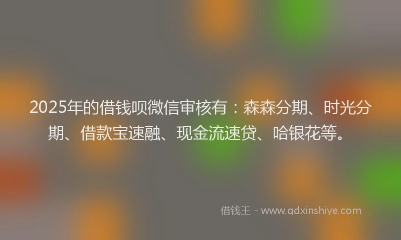 2025年的借钱呗微信审核有：森森分期、时光分期、借款宝速融、现金流速贷、哈银花等。