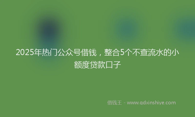2025年热门公众号借钱，整合5个不查流水的小额度贷款口子